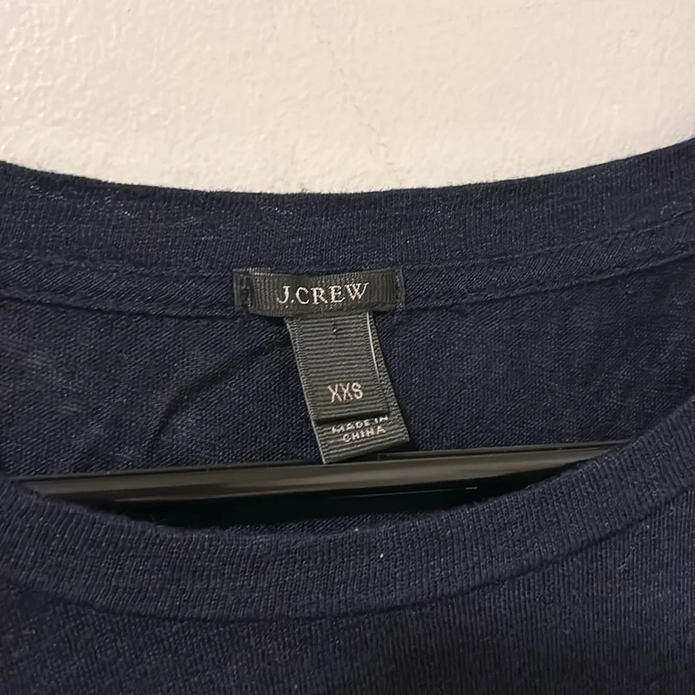 100% Linen J Crew Navy Blue Career Work Short Sleeve T-Shirt Size XXS